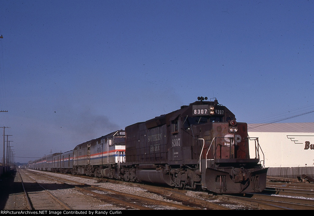 SP 8307 leading Amtrak